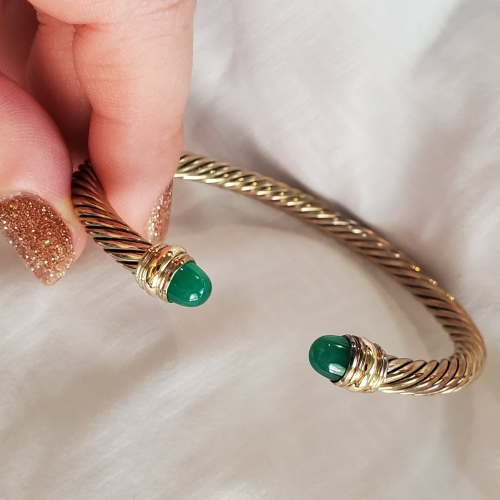 David Yurman 14k Green Onyx Cabochon Bracelet